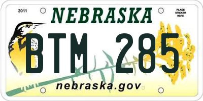 NE license plate BTM285