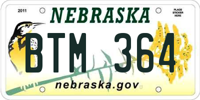 NE license plate BTM364