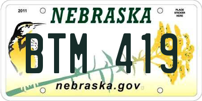 NE license plate BTM419