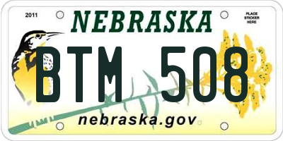 NE license plate BTM508