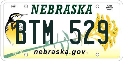 NE license plate BTM529