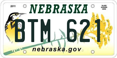 NE license plate BTM621