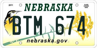 NE license plate BTM674