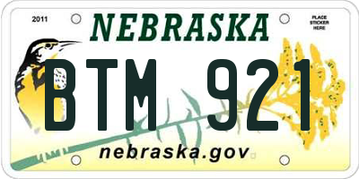 NE license plate BTM921