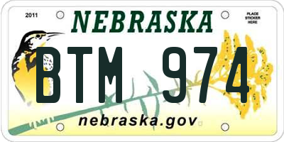NE license plate BTM974