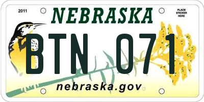 NE license plate BTN071