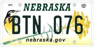 NE license plate BTN076