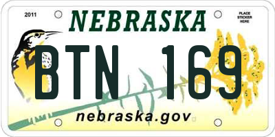 NE license plate BTN169
