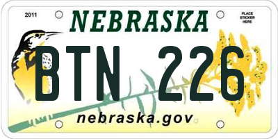 NE license plate BTN226
