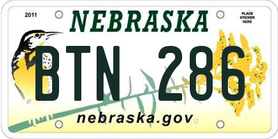NE license plate BTN286