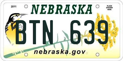 NE license plate BTN639