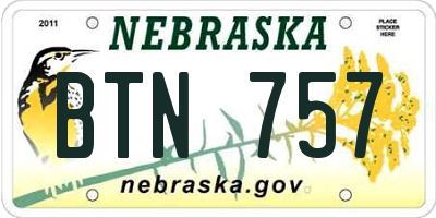 NE license plate BTN757
