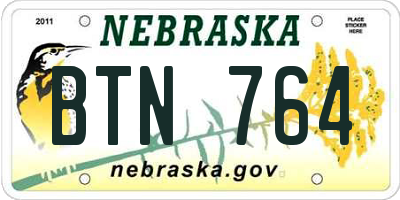 NE license plate BTN764