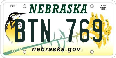 NE license plate BTN769