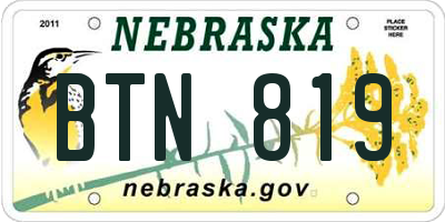 NE license plate BTN819