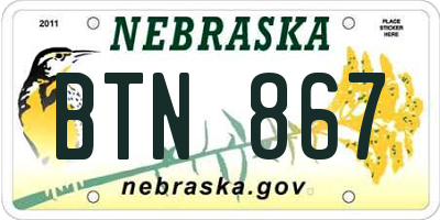 NE license plate BTN867