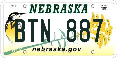 NE license plate BTN887