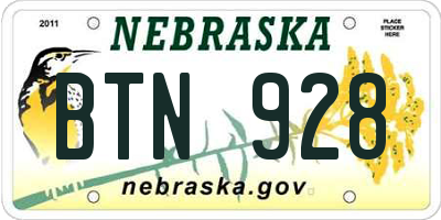 NE license plate BTN928
