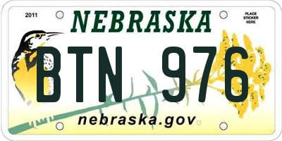 NE license plate BTN976