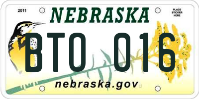 NE license plate BTO016