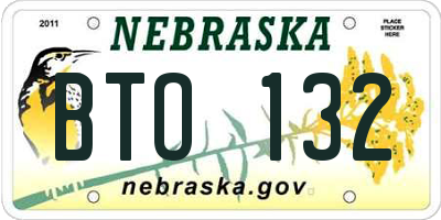NE license plate BTO132