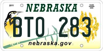NE license plate BTO283