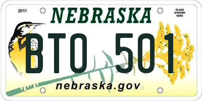 NE license plate BTO501