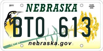NE license plate BTO613