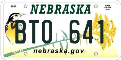 NE license plate BTO641