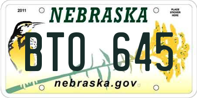 NE license plate BTO645