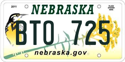 NE license plate BTO725