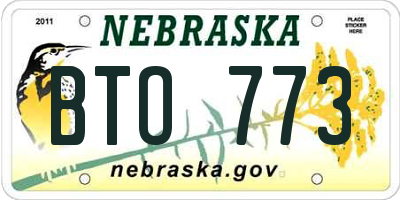 NE license plate BTO773