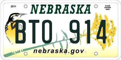 NE license plate BTO914