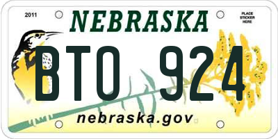 NE license plate BTO924