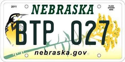 NE license plate BTP027