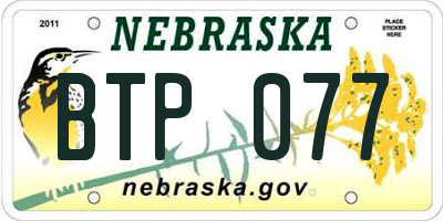NE license plate BTP077
