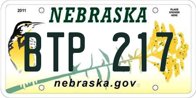 NE license plate BTP217