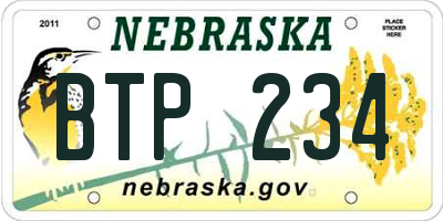 NE license plate BTP234