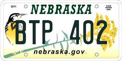 NE license plate BTP402