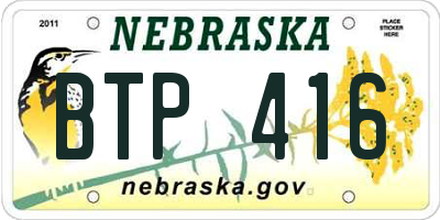 NE license plate BTP416