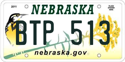 NE license plate BTP513