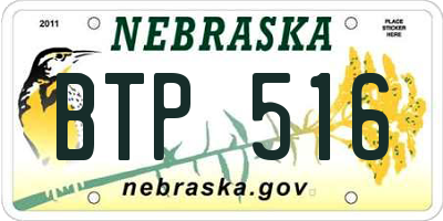 NE license plate BTP516
