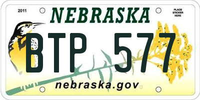 NE license plate BTP577
