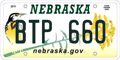 NE license plate BTP660