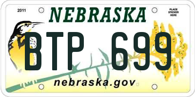 NE license plate BTP699