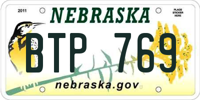 NE license plate BTP769