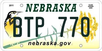 NE license plate BTP770