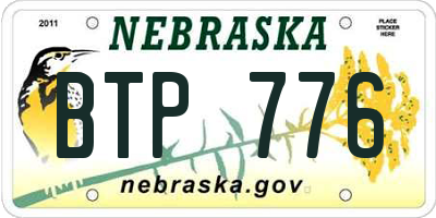 NE license plate BTP776