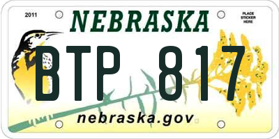 NE license plate BTP817