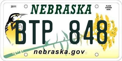 NE license plate BTP848
